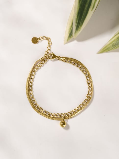 Palmonas Gold-Tone Plated Double Strand Chain Bracelet for Women-picture-47