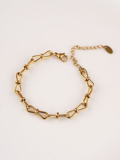 Palmonas Gold-Tone Plated Abstract Link Bracelet for Women-picture-36