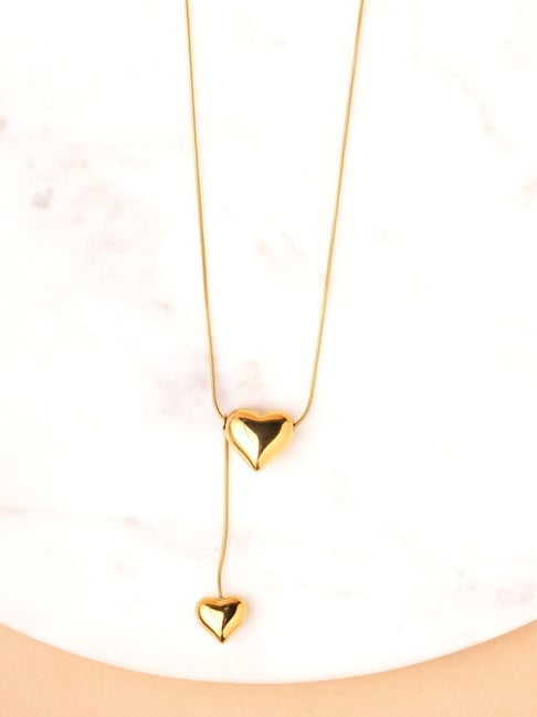 Palmonas Gold-Tone Plated Linked Love Heartfall Necklace for Women-picture-13