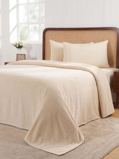 Maspar Beige Cotton Double Bed Cover
