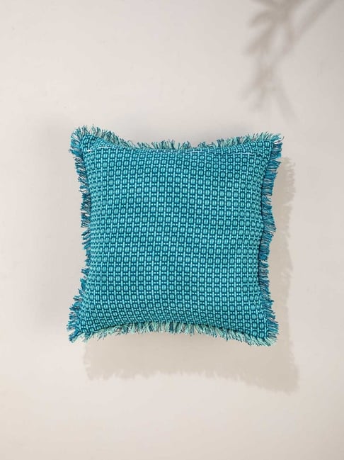 Freedom Tree Water Blue Woven Design Reversible Cushion Cover (18 x 18 Inches)-picture-10