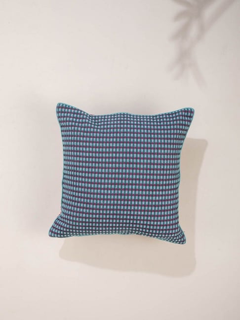 Freedom Tree Plum Blue Woven Design Reversible Cushion Cover (18 x 18 Inches)-picture-30