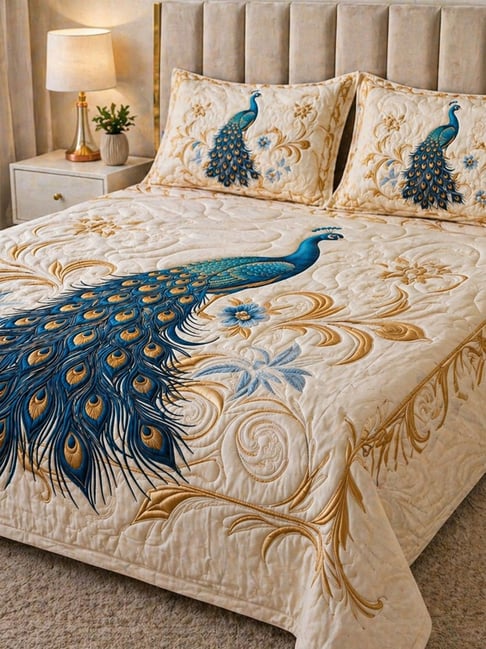 HOSTA HOMES Multicolor Printed Queen Bed Sheet with 2 Pillow Covers-image-6