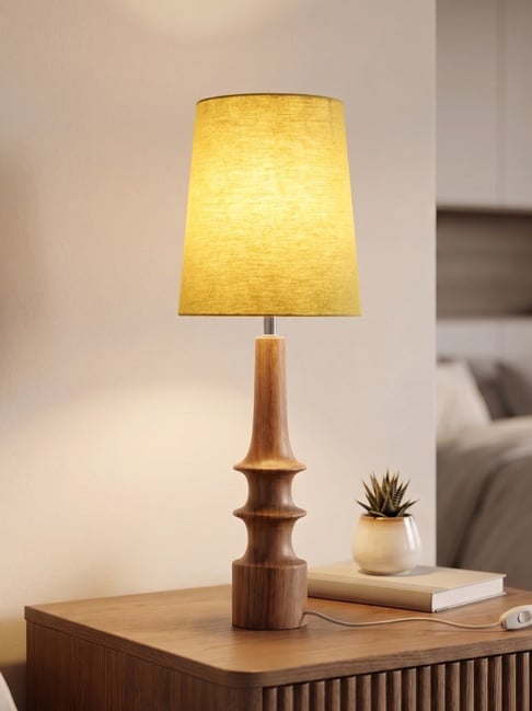 Freedom Tree Brown & Citron Green Wood Table Lamp-image-11