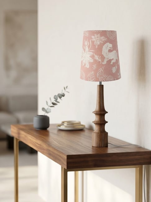 Freedom Tree Brown & Peach Wood Table Lamp-image-12