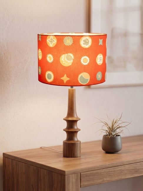 Freedom Tree Brown & Amber Orange Wood Table Lamp