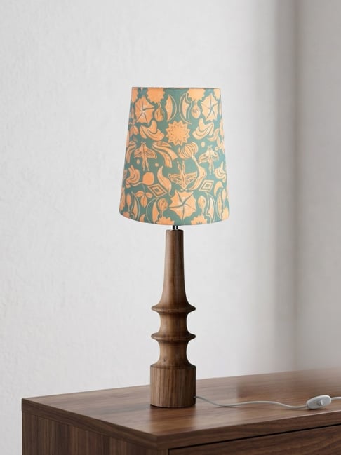 Freedom Tree Brown & Blue & Coral Wood Table Lamp-picture-29