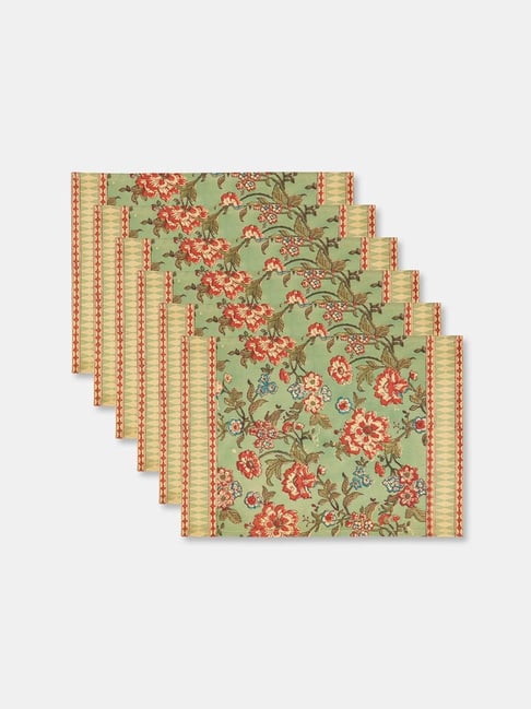 Fabindia Teal Indra Printed Cotton Table Mats - Set of 6-picture-21