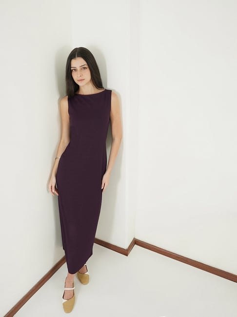 FABLE STREET Purple Polyester Maxi Dress