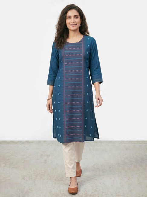R&B Indigo Regular Fit Printed Kurta-picture-47