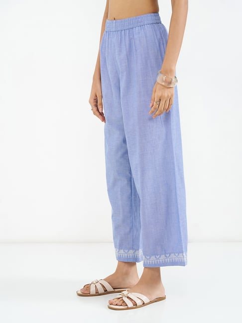 Rangmanch by Pantaloons Blue Printed Cotton Pants