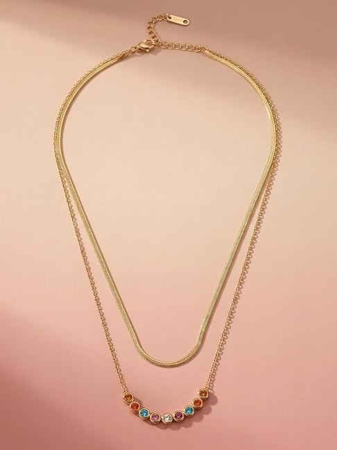 Palmonas Gold-Tone Plated Multicolored Necklace for Women-picture-31