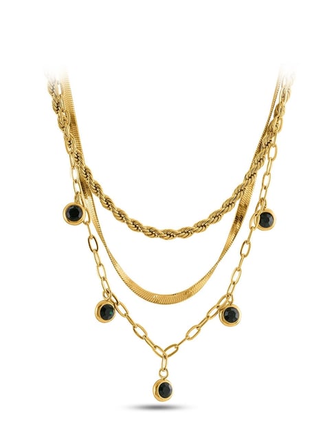 Palmonas Gold-Tone Plated Black Necklace for Women-picture-38