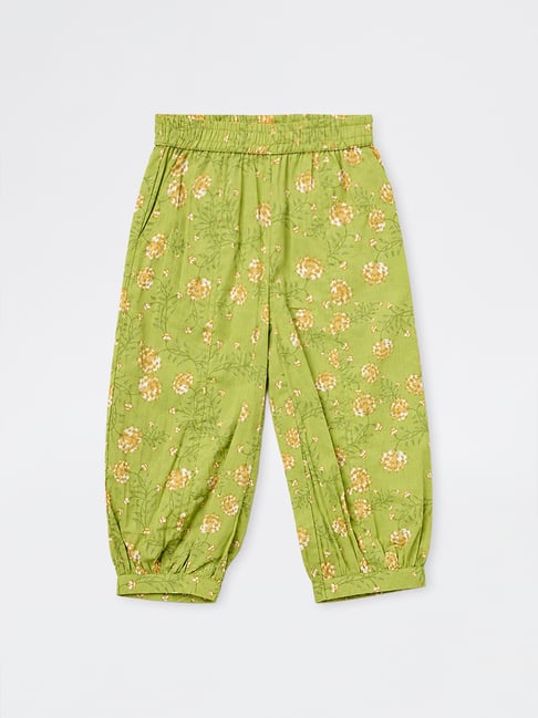 Utsa Kids Girls by Westside Green Floral Printed Cotton Ethnic Pants-picture-32