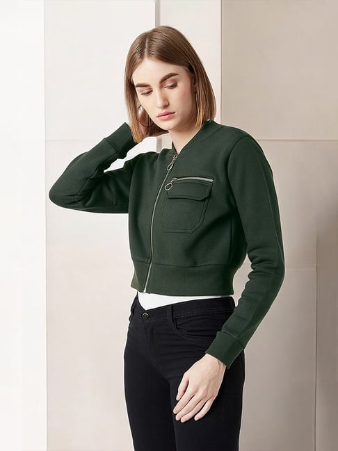 Miss Chase Women's Green Relaxed Fit Solid Jacket-picture-47