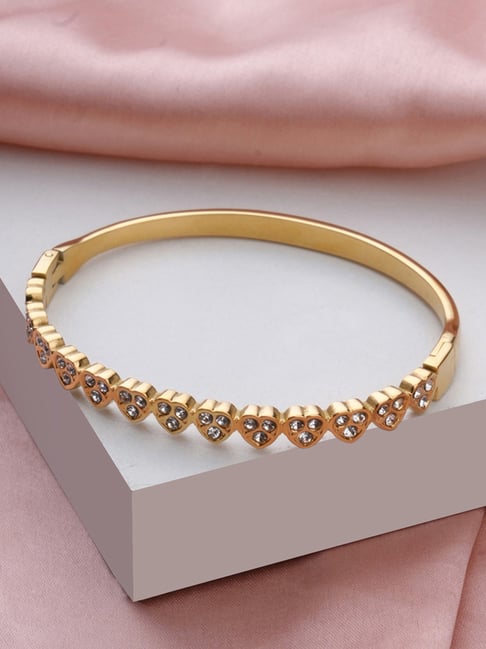 Palmonas Gold-Tone Plated Luminous Heart Line Bangle for Women-image-46