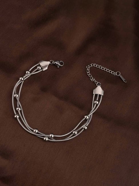 Palmonas Silver Sleek Beaded Bracelet for Women-picture-38