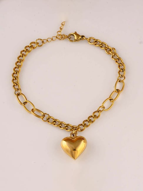 Palmonas Gold-Tone Plated Chunky Chain Heart Bracelet for Women-picture-15