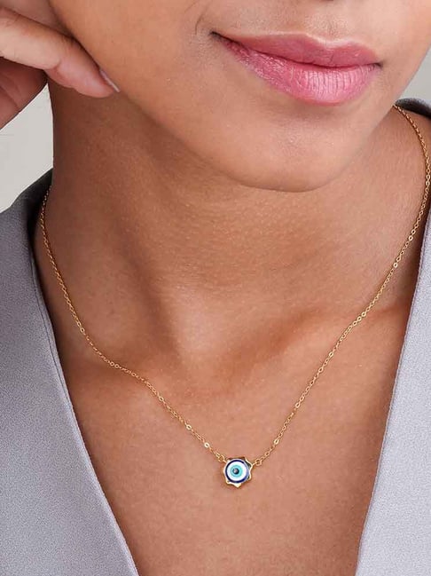 Palmonas Gold-Tone Plated Blue Evil Eye Playful Necklace for Women-picture-31