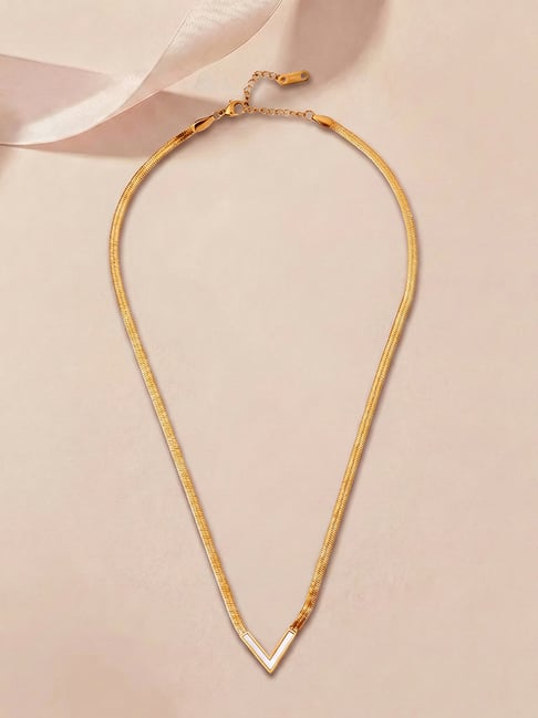 Palmonas Gold-Tone Plated Classic V Curve Necklace for Women-picture-37