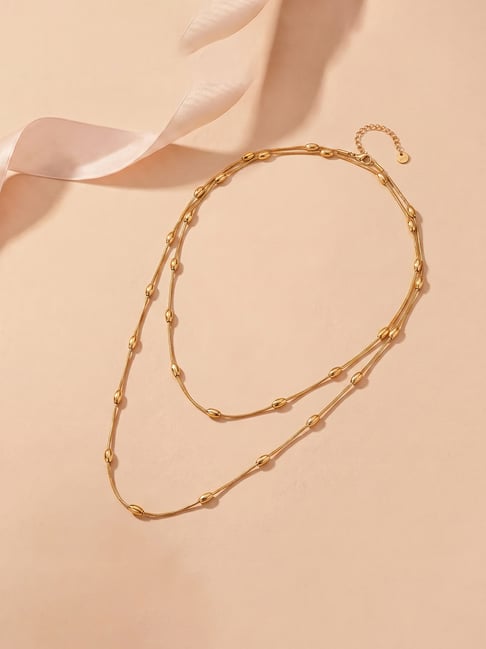 Palmonas Gold-Tone Plated Dainty Beaded Necklace for Women-picture-21