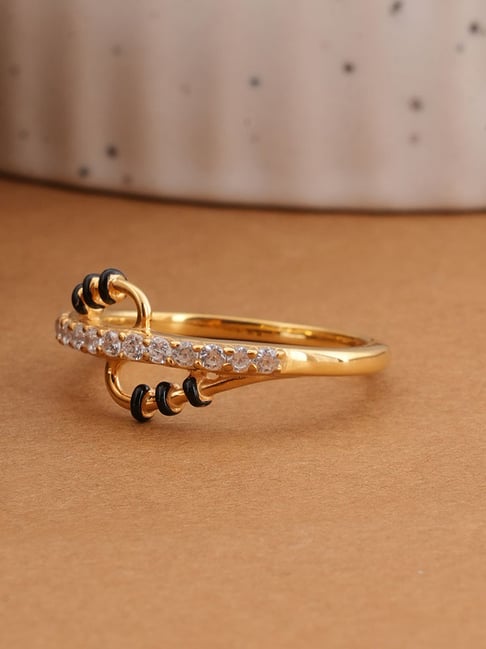 Palmonas Gold-Tone Plated Black Wave Design Ring for Women-picture-29