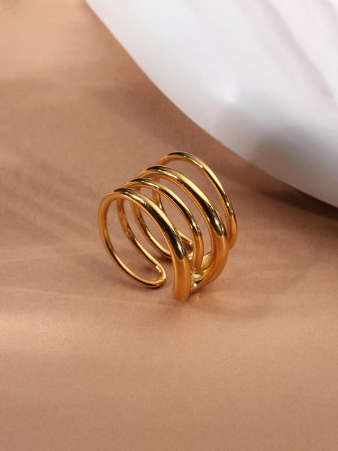 Palmonas Gold-Tone Plated Spiral Ring for Women-picture-42