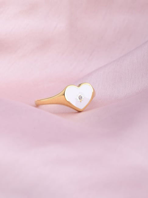 Palmonas Gold-Tone Plated White Heart Sparkle Ring for Women-picture-31