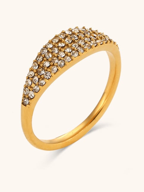 Palmonas Gold-Tone Plated Centre Stone Accent Ring for Women-picture-24