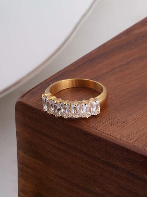 Palmonas Gold-Tone Plated Baguette Ring for Women-picture-28