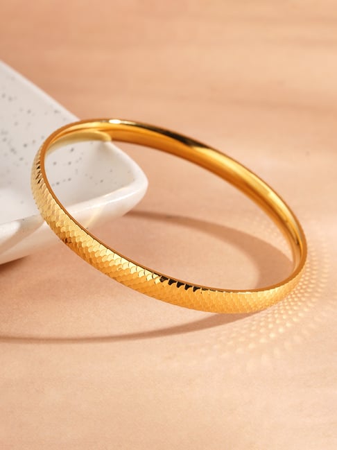 Palmonas Gold-Tone Plated Timeless Shine Textured Bangle for Women-picture-19