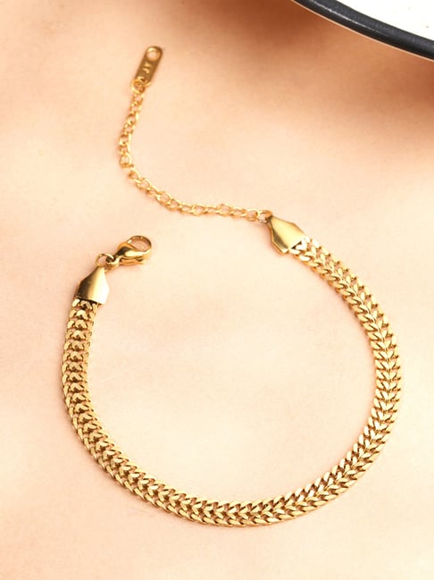 Palmonas Gold-Tone Plated Classic Elegance Flat Link Bracelet for Women-picture-39