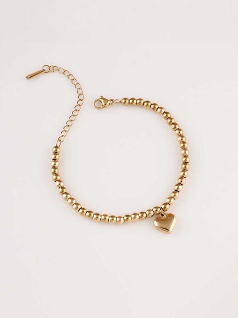 Palmonas Gold-Tone Plated Love's Luminescent Heart Charm Bracelet for Women-picture-42