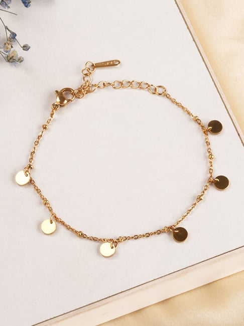 Palmonas Gold-Tone Plated Shiny Coins Chain Bracelet for Women-picture-17