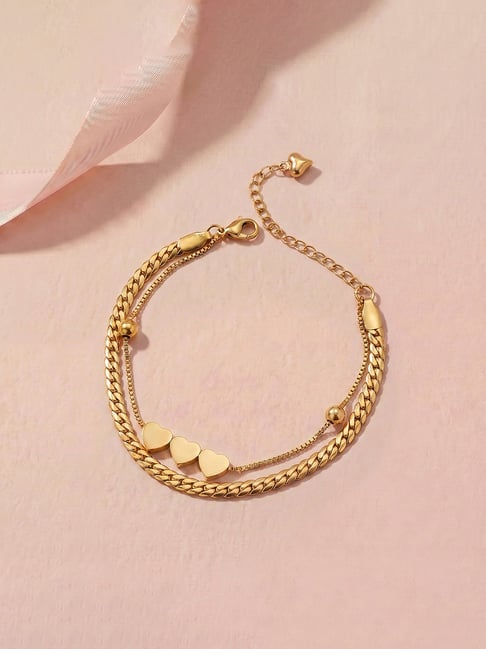 Palmonas Gold-Tone Plated Cute Heart Linked Chain Bracelet for Women-picture-29
