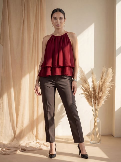 MISH Maroon Georgette Top