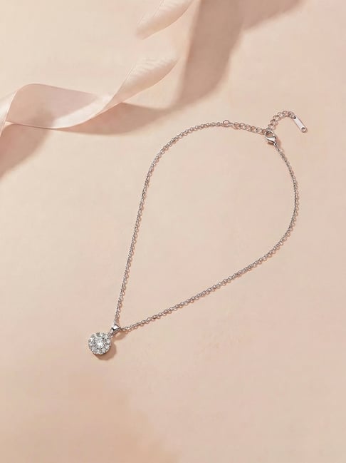 Palmonas Silver Delicate Oval Spark Necklace for Women-image-16