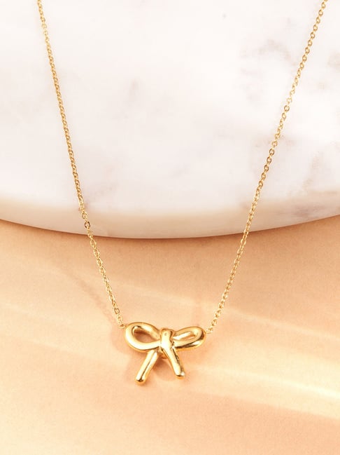 Palmonas Gold-Tone Plated Grace Bow Necklace for Women-picture-17