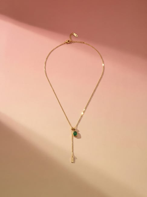 Palmonas Gold-Tone Plated Green Mini Necklace for Women-picture-13