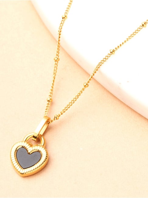 Palmonas Gold-Tone Plated Black Dark Desire Heart Necklace for Women-picture-21