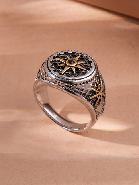 Palmonas Silver Golden Celestial Navigator Emblem Ring for Women-picture-14