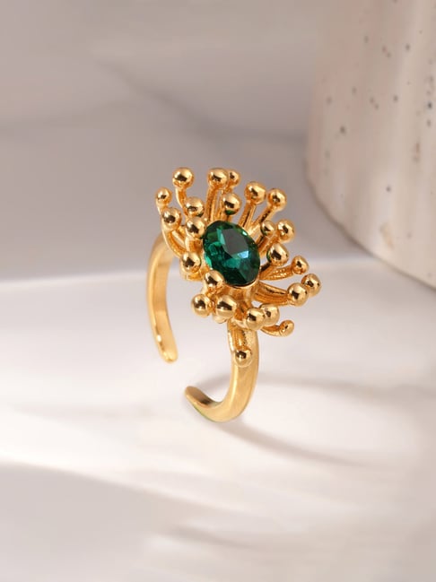 Palmonas Gold-Tone Plated Green Bust Ring for Women-picture-10