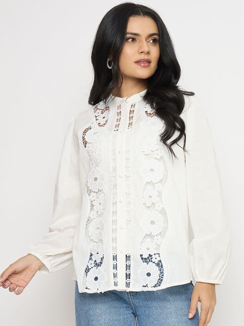 MADAME White Regular Fit Lace Shirt-picture-12