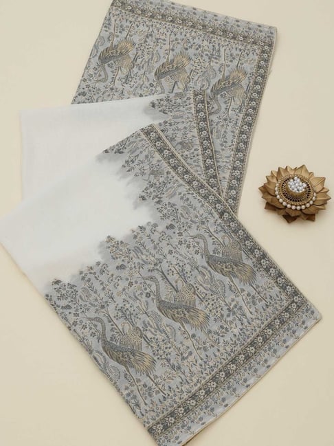 Soch Womens White Regular Fit Printed Chanderi Dupatta-picture-29