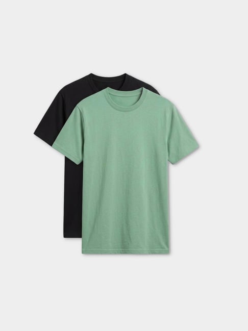 Rigo Black & Green Regular Fit T-Shirt (Pack Of 2)-picture-28