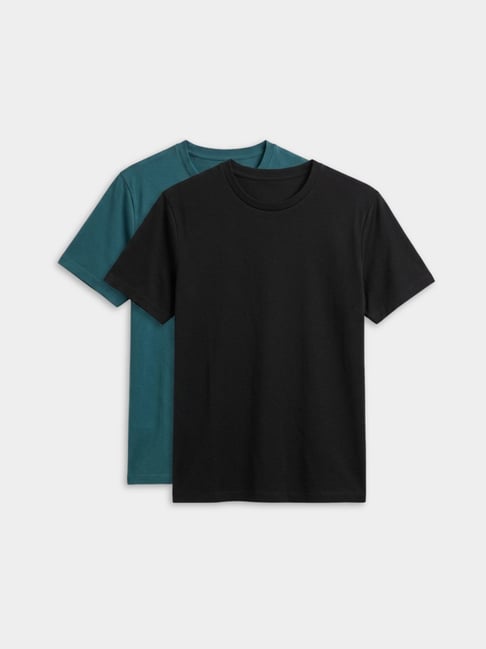 Rigo Black & Teal Regular Fit T-Shirt (Pack Of 2)-picture-27