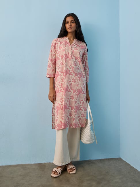 Utsa by Westside Pink Anar Printed Cotton Straight Kurta-picture-28