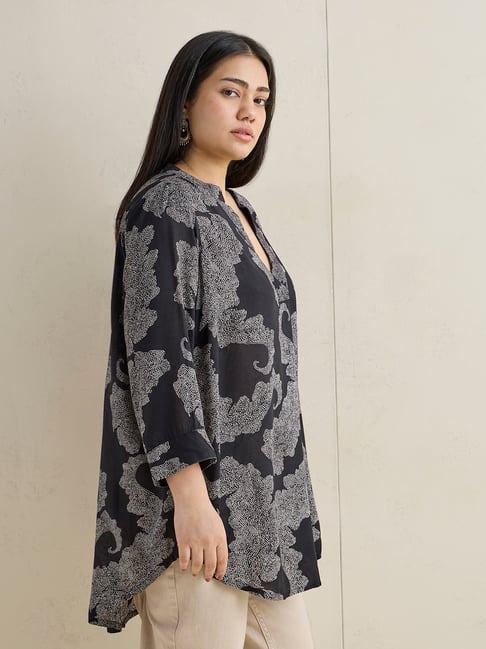 Diza by Westside Black Botanical Pattern Tunic-picture-16