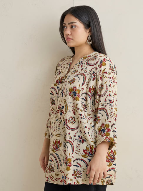 Diza by Westside Beige Floral Printed Tunic-picture-33