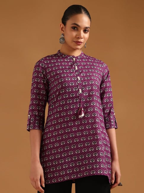 Soch Women's Purple Regular Fit Printed Tunic-picture-39